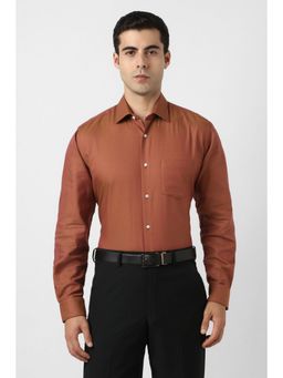 Van Heusen - Men Brown Textured Full Sleeves Wedding Shirt