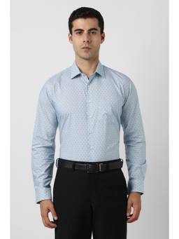 Van Heusen - Men Light Blue Print Full Sleeves Wedding Shirt