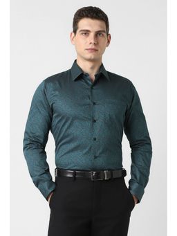 Van Heusen - Men Teal Print Full Sleeves Wedding Shirt