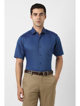 Van Heusen - Men Blue Textured Half Sleeves Wedding Shirt