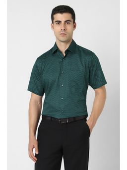 Van Heusen - Men Green Print Half Sleeves Wedding Shirt