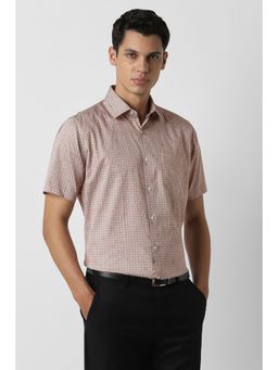Van Heusen - Men Beige Print Half Sleeves Wedding Shirt