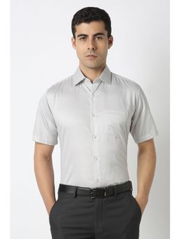 Van Heusen - Men Grey Textured Half Sleeves Wedding Shirt