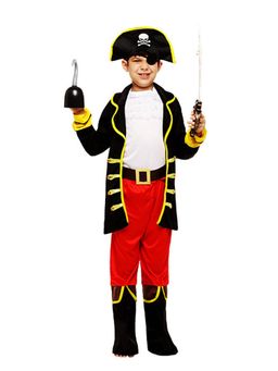 Little Surprise Box - Red/Black Coat One Eye Pirate, Kids Halloween Costume Dress Up