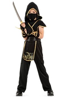 Little Surprise Box - The Black/Gold Dragon Ninja, Kids Halloween Costume Fancy Dress Up