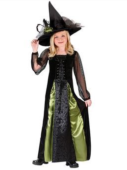Little Surprise Box - Black And Green Witch, Kids Halloween Costume Fancy Dress Up