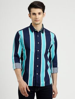 Greenfibre - Multi-Color Cotton Striped Slim Fit Casual Shirt