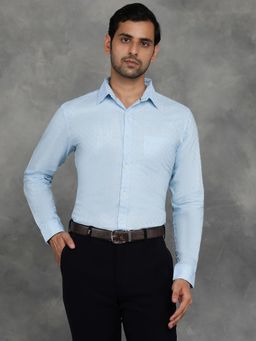 JadeBlue - Light Blue Cotton Checks Slim Fit Casual Shirt