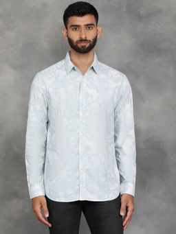Greenfibre - Light Green Blended Printed Slim Fit Casual Shirt
