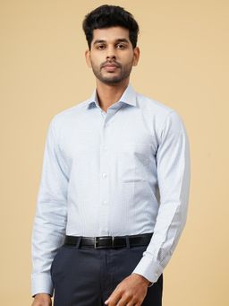 Metal - Light Blue Cotton Printed Slim Fit Formal Shirt
