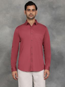 JadeBlue - Red Cotton Stretch Solid Full Sleeves Casual Shirt