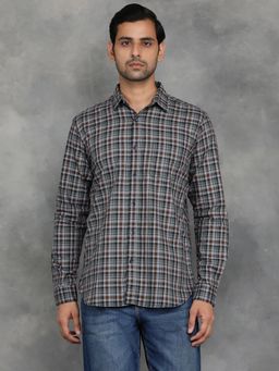 JadeBlue - Green and Brown Cotton Checked Casual Shirt