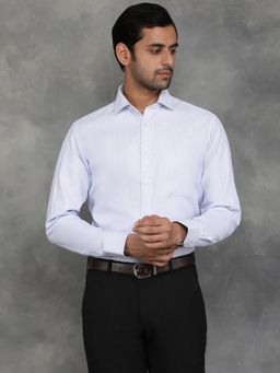 Greenfibre - White Cotton Blend Checked Formal Shirt