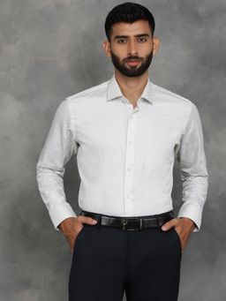 Greenfibre - White Cotton Printed Full Sleeves Formal Shirt