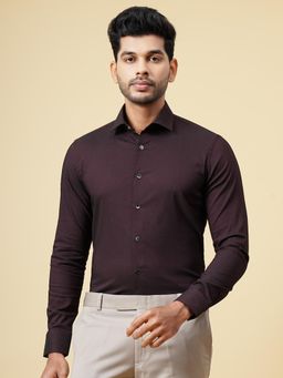 Wyre - Wine Cotton Blend Textured Slim Fit Formal Shirt