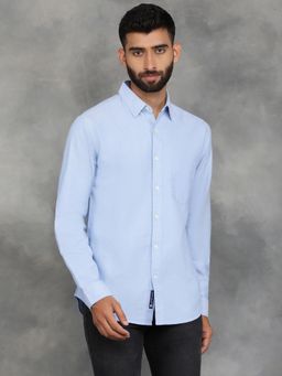 Greenfibre - Sky Blue Cotton Solid Full Sleeves Casual Shirt