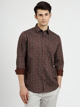 Greenfibre - Brown Cotton Printed Regular Fit Casual Shirt