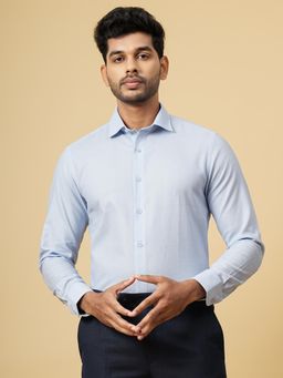 Metal - Light Blue Cotton Solid Slim Fit Formal Shirt