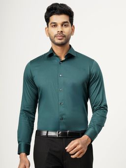 Wyre - Green Cotton Blend Solid Slim Fit Formal Shirt