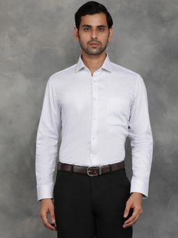 Greenfibre - White Cotton Printed Slim Fit Formal Shirt