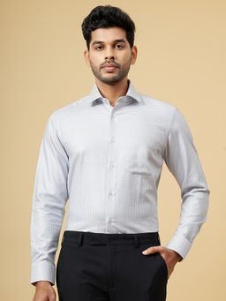 Metal - Grey Cotton Printed Slim Fit Formal Shirt