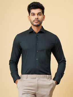 Wyre - Dark Green Cotton Blend Textured Slim Fit Formal Shirt