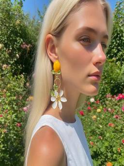 A little EXTRA - Orange Citrus Bloom Statement Earrings