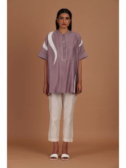 Sandhya Shah - Purple Bloom Tunic with Pant (Set of 2)