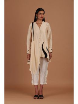 Sandhya Shah - Beige Creamy Latte Shirt Style Tunic with Pant (Set of 2)