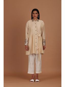 Sandhya Shah - Beige Babe Long Shirt with Pant (Set of 2)