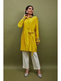 Sandhya Shah - Yellow Shirt with Pant (Set of 2)