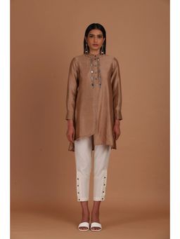 Sandhya Shah - Coffee Brown Short Kurta with Pant (Set of 2)