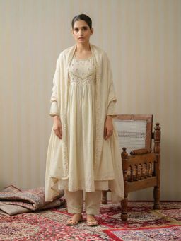 Gahan - Women Vichitra Embroidered Anarkali Kurta with Pant & Dupatta