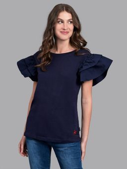 Beverly Hills Polo Club - Navy Blue Double Flutter Sleeve Tee