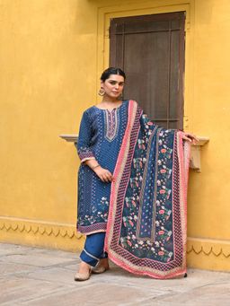Mahee Jaipur - Blue Panel Spread Gota Work Kurta With Pant And Dupatta