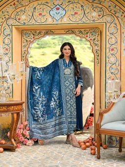 Mahee Jaipur - Royal Blue Shehzadi Anarkali With Pant And Dupatta