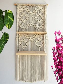 Ecofynd - 2-Tier Macrame Hanging Shelf