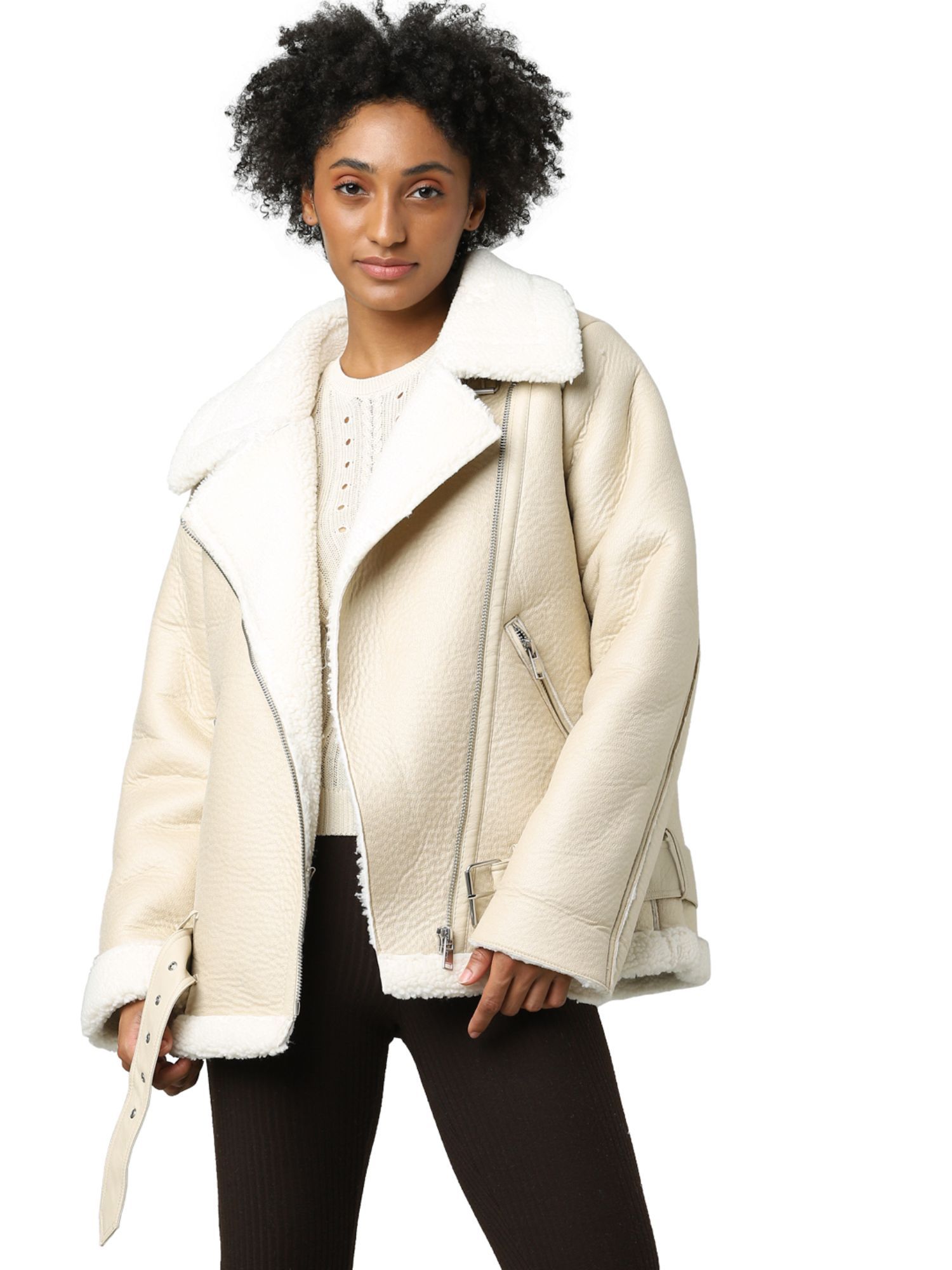 Buy ONLY Women Solid Off White Jacket Online