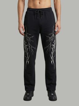 Glito - Men Black Printed Cotton Trackpant