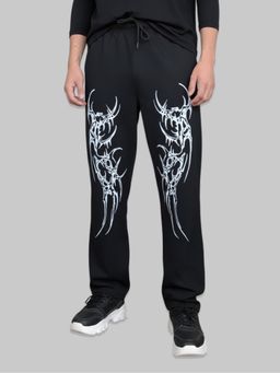 Glito - Black Printed Cotton Trackpant