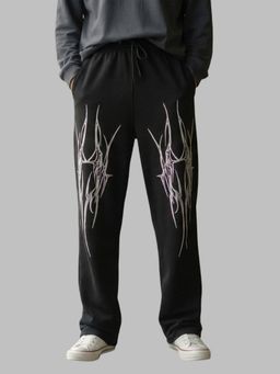 Glito - Men Black Cotton Printed Trackpant