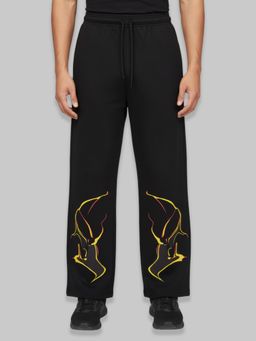 Glito - Men Black Cotton Printed Trackpant