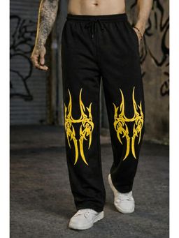 Glito - Black Men Printed Cotton Trackpant