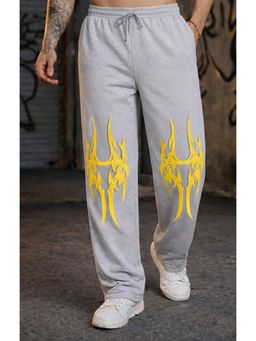 Glito - Men Grey Printed Cotton Trackpant
