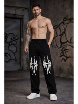 Glito - Black Men Printed Cotton Trackpant