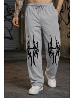 Glito - Men Grey Printed Cotton Trackpant