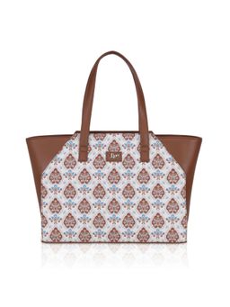 LIVRO - Loom Womens Vegan Leather Double Handle Tote Laptop Bag-White (L)