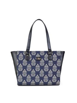 LIVRO - Zinia Womens Vegan Leather Double Handle Tote Laptop Bag-Blue (L)