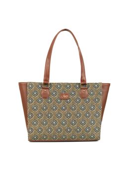 LIVRO - Zinia Womens Vegan Leather Double Handle Tote Laptop Bag-Beige (L)