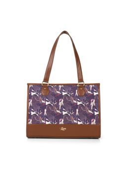 LIVRO - Daisy Womens Vegan Leather Double Handle Tote Laptop Bag-Purple (L)